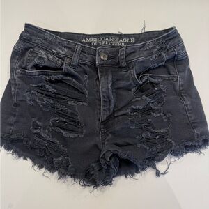 American Eagle Outfitters Distressed Black Jean Shorts